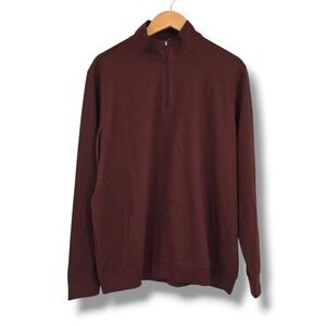 Kenneth Cole Golf Mens Large Brown Quarter Zip Pullover Stretch Performance